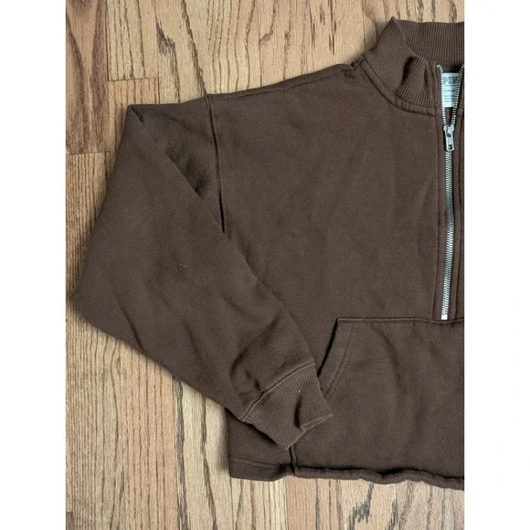 PINK Victoria's Secret Brown Quarter Zip Sweatshirt Pullover Size XS - Picture 5 of 14